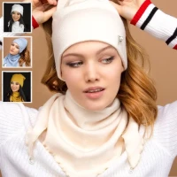 Комплект шапка женская осень весна шарф