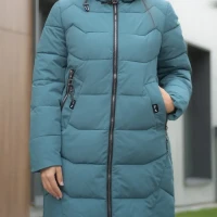 Пуховик зимний длинный больших размеров -30 Куртка стеганая