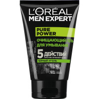 L'Oreal Paris Очищающий Гель для умывания Men Expert 5 действий против проблем кожи с черным углем, 100 мл