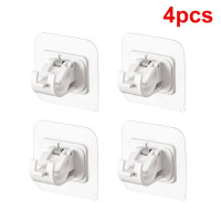 4Pcs Nail-Free Adjustable Curtain Rod Holder Clamp Hooks Self Adhesive Curtain Hanging Rod Brackets Fixed Hanging Clips Rack