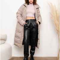 Куртка женская зимняя пуховик удлиненная бежевый