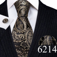 Дизайнерские шелковые галстуки для мужчин коричневые черные цветочные галстуки карманные Квадратные Запонки Свадебные аксессуары подарок Corbatas Barry · Wang 6171