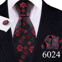Desinger мужские галстуки Красный Коричневый Черный Цветочный Шелковый шейный галстук Карманный квадратный запонки набор свадебный подарок Барри · Ван дропшиппинг 5991
