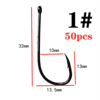 50pcs/lot Sharp Long Shank Barbed Fishing Hook Sea Worm Carp Single Circle Hook Set Fishing Accessories Anti-rust Fishhooks