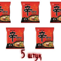 Лапша быстрого приготовления Шин Рамен Nongshim Shin Ramyun, острая, 5 шт по 120 г. Южная Корея