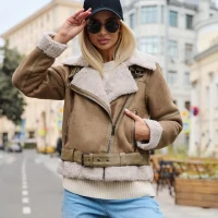 Дубленка авиатор короткая искусственная