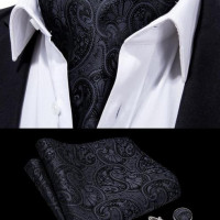 Модный черный мужской галстук Barry.Wang, стиль Пейсли, галстук, Аскот, скрапбук, самодельный Британский Шелковый комплект для мужчин, строгий свадебный аксессуар