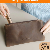 Косметичка женская натуральная кожа клатч , Lamacco , 8856L_Шоколад