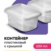 Набор контейнеров одноразовых пластиковых с крышкой для еды 250 мл 20 штук