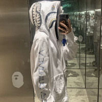 AHTS FOG BAPE SORAYAMA鯊魚頭聯名空山基印花連帽拉鍊衛衣潮