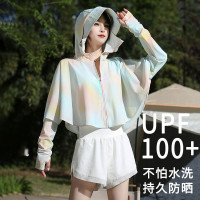 速乾透氣抗UV原紗短款防曬衣女款冰絲鬥篷戶外防曬服女UPF100