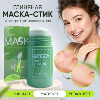 Глиняная маска для лица стик Green Mask OCHEAL/ Против акне, черных точек и прыщей. Очищение, омоложение, увлажнение / c зеленым чаем грин розовая