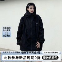 零碎島嶼 美式原創vibe拉鍊機能連帽衝鋒衣男女ins潮寬鬆情侶外套