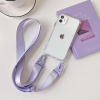 Чехол прозрачный с длинным ремешком через плечо для телефона Apple iPhone