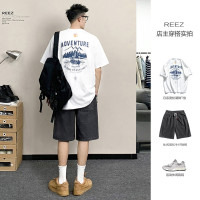 REEZ【店主穿搭】日系山水印花短袖T恤男寬鬆休閒潮牌高品質情侶