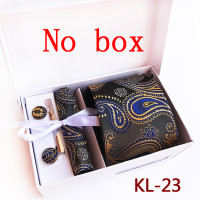 Галстуки для мужчин в подарочной коробке, набор из жаккардового галстука, кармана, квадратных запонок, носовых платков, формальных платьев