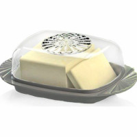 Масленка для сливочного масла пластиковая с прозрачной крышкой , дизайн Ромашка,12x18х5 см.