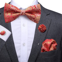 Галстук-бабочка мужской, Шелковый, жаккардовый, розового, синего, красного, золотистого, зеленого цветов, черный