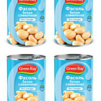 Фасоль белая Сливочная крупная без сахара Green Ray 400 гр (Набор из 4 шт) Италия