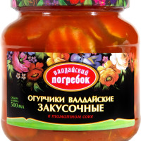 Огурчики Валдайские закусочные в томатном соке, 500 мл