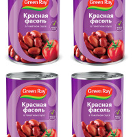 Фасоль красная в томатном соусе Green Ray 400 гр (Набор из 4 шт)