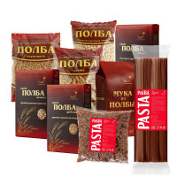 Полба, набор "Богатырь", полба крупа цельная, дробленая, макароны, мука цельнозерновая, 9 упаковок, Рондапродукт.