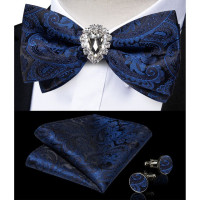 Классический галстук-бабочка для мужчин, Свадебный фиолетовый запонки и кольцо с предварительно завязанным бантом, мужские аксессуары для вечерние, шелковый галстук-бабочка, подарок