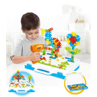 Конструктор с шуруповертом развивающий подарок для малышей, Конструктор 3D мозаика шуруповёртом дрелью и отверткой, Набор для творчества,207