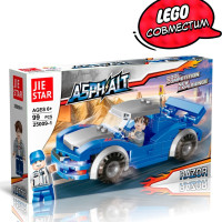 Конструктор JIESTAR Автомобиль гоночный "Асфальт" синий, лего совместимый, 99 деталей, 152876