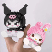 Игрушечная кукла Kuromi Melody с игрушками из строительных блоков Lego, собранных из мелких частиц