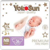 Подгузники для новорожденных YokoSun Premium, Размер 1 / NB (0-5 кг), 36 шт