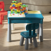 Развивающий стол трансформер для конструирования, столик со стульчиком и контейнером для хранения, детская мебель для игр с водой и песком, конструктор в комплекте