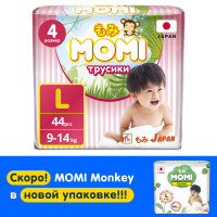 Momi Подгузники трусики детские 9-14 кг размер 4 L 44шт MONKEY