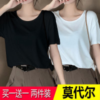 夏装女装2023新款短袖t恤女夏韩版宽松圆领半袖打底衫显瘦色上衣