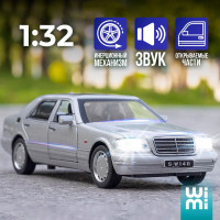 Коллекционная машинка WiMi Mercedes-Benz W140 S-Class в металлическом корпусе, реалистичные модели с инерционным механизмом, игрушки для детей с открывающимися элементами, Мерседес кабан