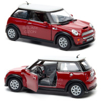 Машинка металлическая Kinsmart 1:28 Mini Cooper S (Мини Купер) KT5059D инерционная, двери открываются / Красный