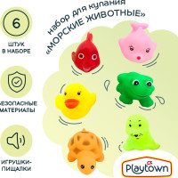 Игрушки для ванной Playtown Морские животные, развивающие, 6 шт