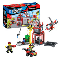 Конструктор КОМАНДА СПАСАТЕЛЕЙ, 300 деталей, набор человечков, Пожарная Служба, Bondibon