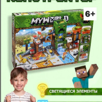 Конструктор для мальчика Майнкрафт "Шахта Крипера" Minecraft, 451 деталь светящийся / Игровой набор + фигурки в подарок ребенку