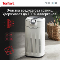 Очиститель воздуха Tefal Pure Home PT8080F0, белый, таймер до 8 часов, уровень шума 32 дБ, LED-экран, съемный детектор качества воздуха, 3 автоматических режима очистки