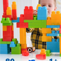 Мега конструктор пластиковый  детский мальчиков и девочек 80 блокс - элементов, развивающая игрушка для детей, малышей в 1 год, 2, 3, 4, 5 лет