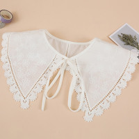 Стильный имитационный воротник в японском стиле Dickey для женщин и девушек кружевная Белая Шаль с цветочной вышивкой шарф студенческий съемный коллаж