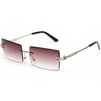 Очки солнцезащитные женские без оправы, Модные Винтажные прямоугольной формы с градиентом, летние дорожные солнечные очки, 2022