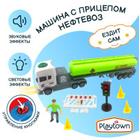 Машина с прицепом Playtown, Нефтевоз City Trucks, масштаб 1:16, зеленая