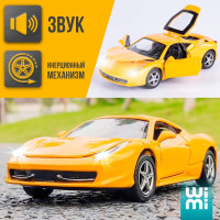 WiMi Коллекционная металлическая машинка Ferrari 458 Italia, фера, реалистичная модель Феррари с инерционным механизмом, игрушка для мальчика с открывающимися элементами и светозвуковым сигналом