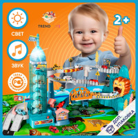 Интерактивная игрушка, трек с машинками для мальчиков и девочек, гоночный автотрек для развития мелкой моторики, логики и координации