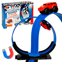 Автотрек Bondibon / МАГНИТНАЯ ТРАССА. ПОЛЁТ ПО КРУГУ / с инерционной машинкой / Ребенок 3 года / Игрушки для малышей