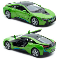 Машинка металлическая Kinsmart 1:36 BMW i8 (БМВ 8) KT5379DA инерционная, двери открываются / Зеленый