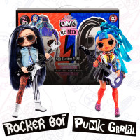 Набор кукол LOL Surprise OMG Remix Punk Grrrl and Rocker Boi 567288 / кукла ОМГ / Большая ЛОЛ MGA Entertainment