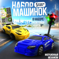 Игровой набор машинок со светофором и картой "Изучаем ПДД", обучающий светофор